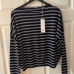 Vince cashmere striped top! Navy and dove grey